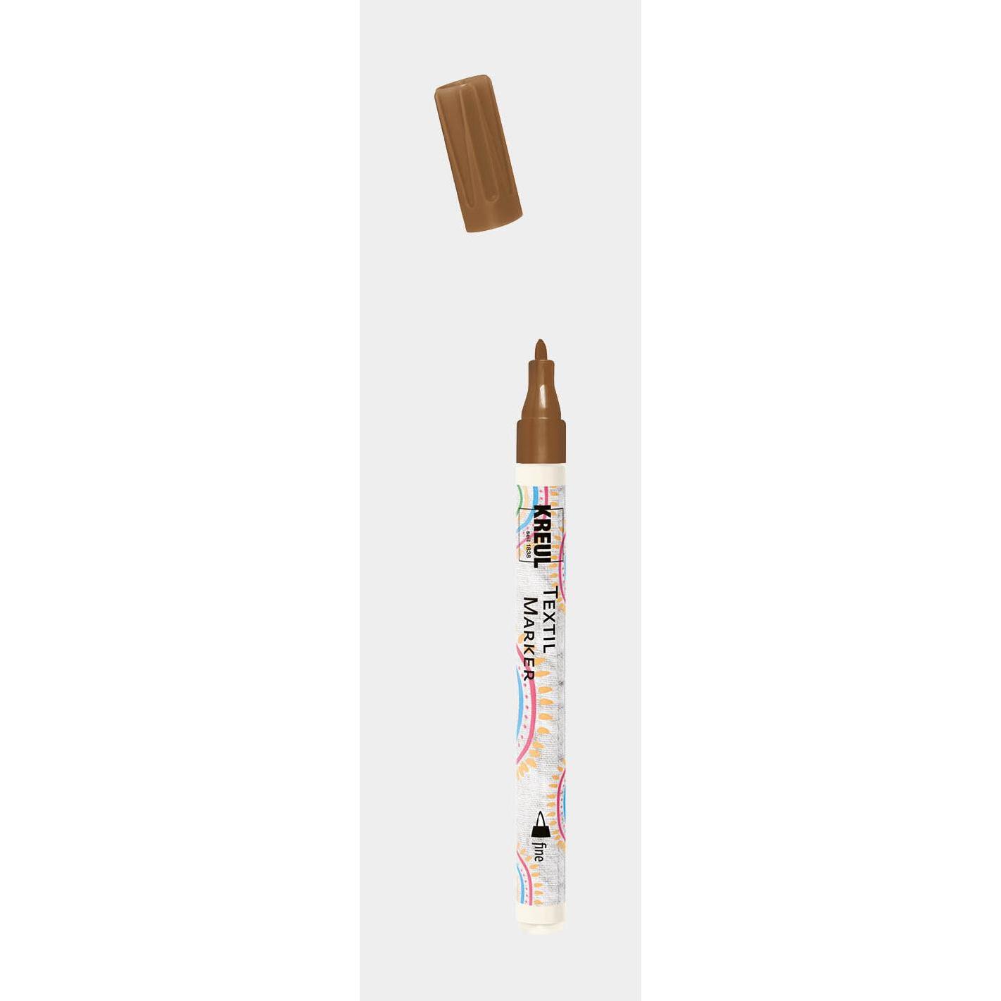 Kreul, Marker, Stoffmalstift, Textilmarker Javana texi mäx Sunny fine für helle Stoffe (Braun, 2 mm)
