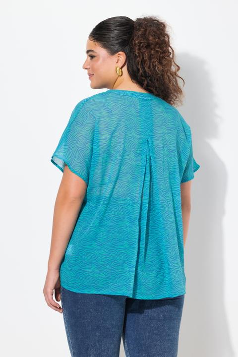 Produktbild Ulla Popken Bluse, Zebramuster, A-Linie, V-Ausschnitt, Halbarm (62)