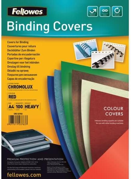 Actual product image Fellowes Chromolux cover sheet, glossy, red