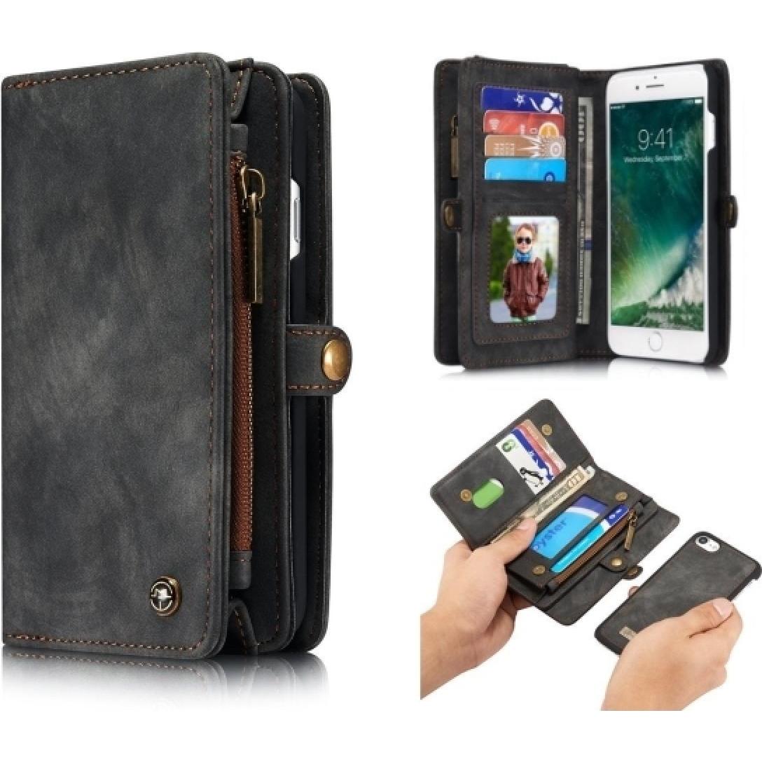 Thumbnail - Caseme Apple iPhone 8 Echtleder Portemonnaie Karten Hülle (Apple iPhone 8), Smartphone Hülle, Schwarz