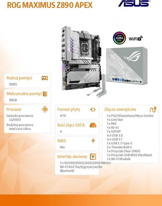 Productafbeelding ASUS MB Rog Maximus Z890 Apex (LGA 1851, Intel Z890, ATX)