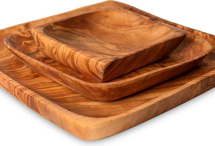 Immagine prodotto Natura Punto 3 ciotole quadrate, legno d'oliva, 11 x 11cm, 15 x 15cm, 20 x 20cm