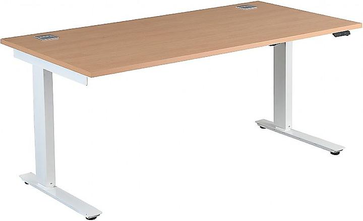 Produktbild Certeo Schreibtisch elektrisch höhenverstellbarer | BxT 1200 x 800 mm | Weisser Rahmen | Buche |