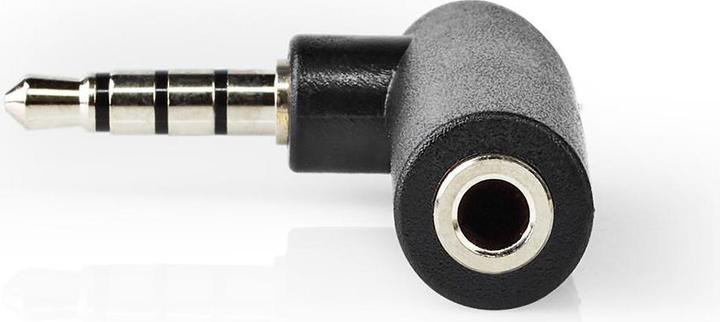 Actual product image Nedis Stereo Audio Adapter 3.5 mm Male 3.5 mm Female Nickel-plated 90° Angled Metal Black 10 (Angle adapter)