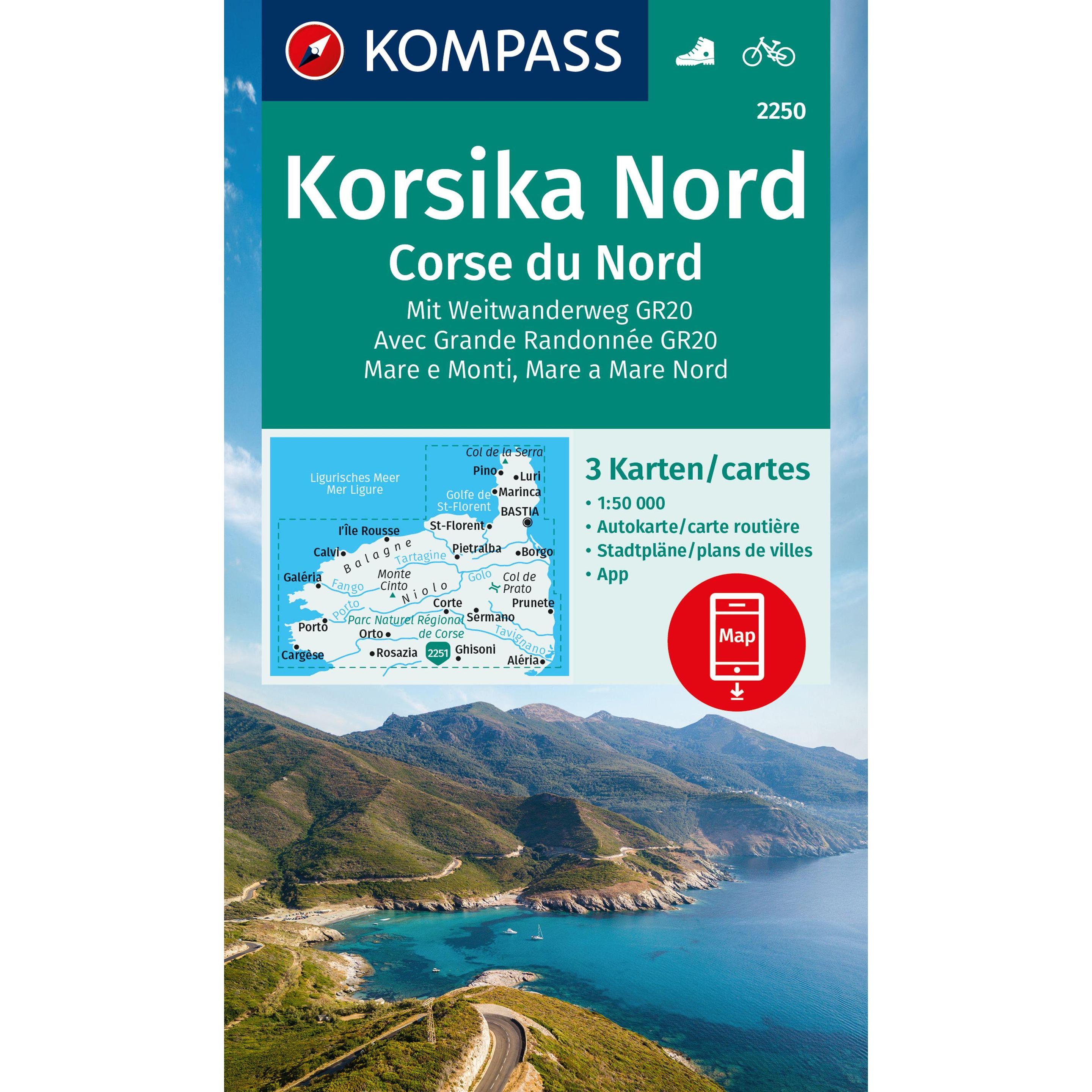 Kompass Wanderkarten-Set 2250 Korsika Nord, Corse du Nord, Weitwanderweg GR20 (3 Karten) 1: (Deutsch), Sonstige Literatu...