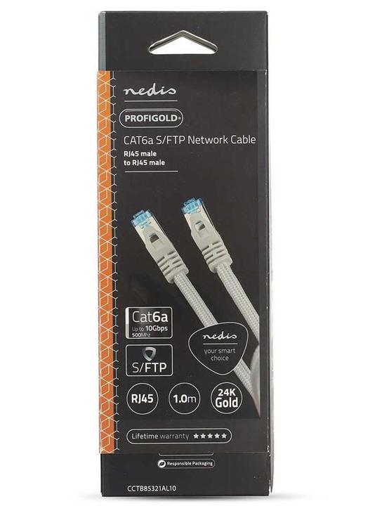 Immagine prodotto Nedis Cavo Cat 6a S/FTP | RJ45 maschio | RJ45 maschio | 1m | Senza strappo | Rotondo | Intrecciato / PVC (S/FTP, CAT6a, 1 m)