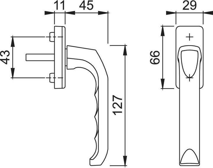 Actual product image Hoppe Window handle London 013/U34 Aluminium F1 / natural colour 32 mm standard