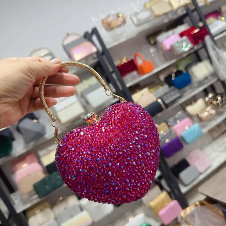 Actual product image Only-Bags.Store Luxus Diamant Inlay Herzform Kristall Handtasche Steine Umhängetasche