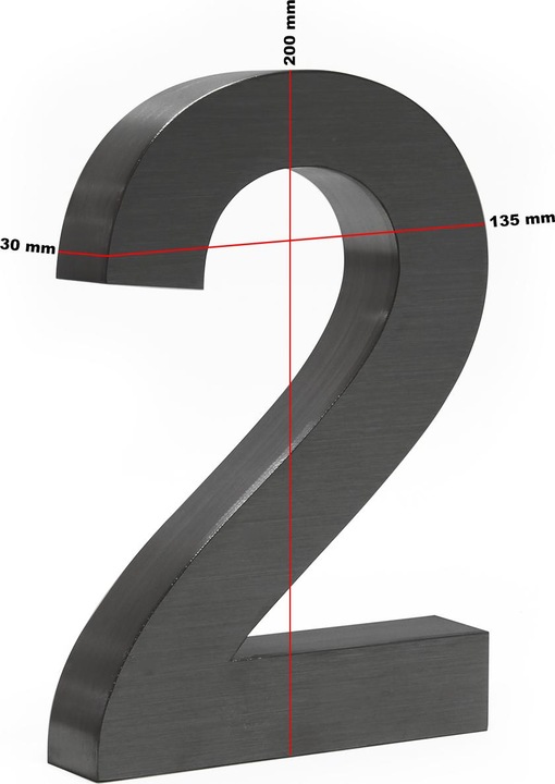 Produktbild Wiltec Hausnummer 2 Edelstahl Hausnummer modern 3D-Design rostfrei