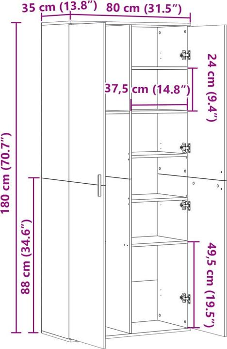 Produktbild vidaXL Highboard (35 x 35 x 180 cm)