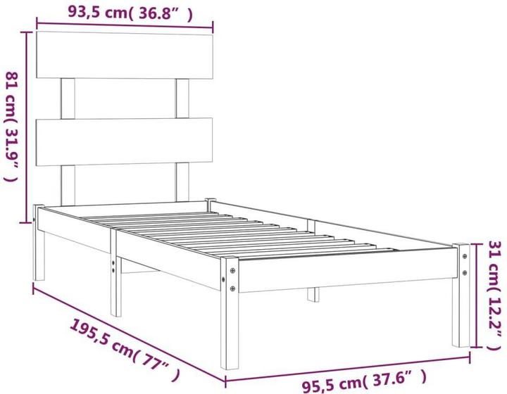 Produktbild vidaXL Bettrahmen (90 x 190 cm)