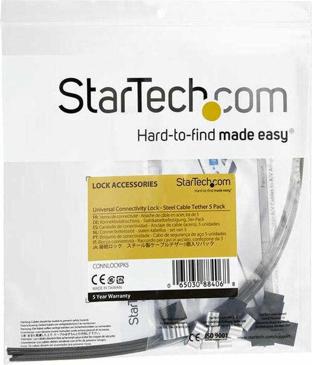 Produktbild StarTech CONNLOCKPK5 Sicherheitskabel (5er Pack, Kabelschloss schützt vor Diebstahl, vers