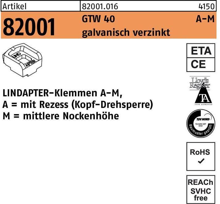 Immagine prodotto Lindapter Terminali R 82001 GTW 40 MM 20 / 10.0 elettrozincato