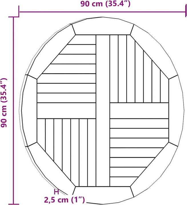Actual product image vidaXL Tassilo (90 x 90 x 2.5 cm)