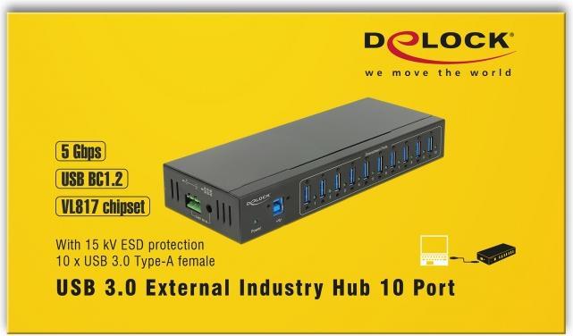 Produktbild Delock Industrie USB HUB 10x Ports (USB-B, 10 Ports)