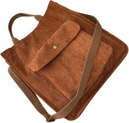 Actual product image Only-Bags.Store Corduroy tote bag with magnetic fastening, retro tote bag, minimalist tote bag