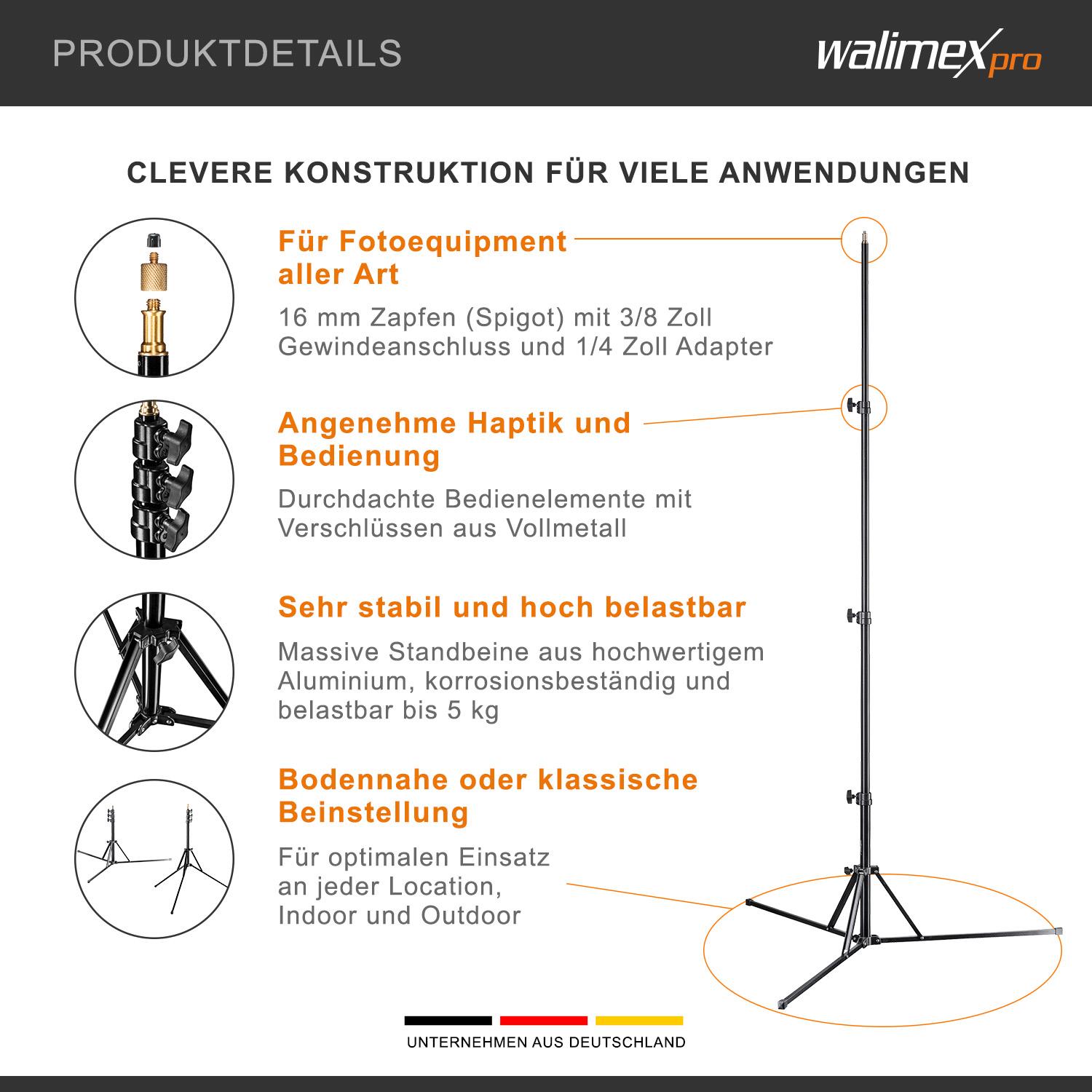 Thumbnail - Walimex Gn-806 (215 cm, 5 kg), Lampenstativ, Schwarz