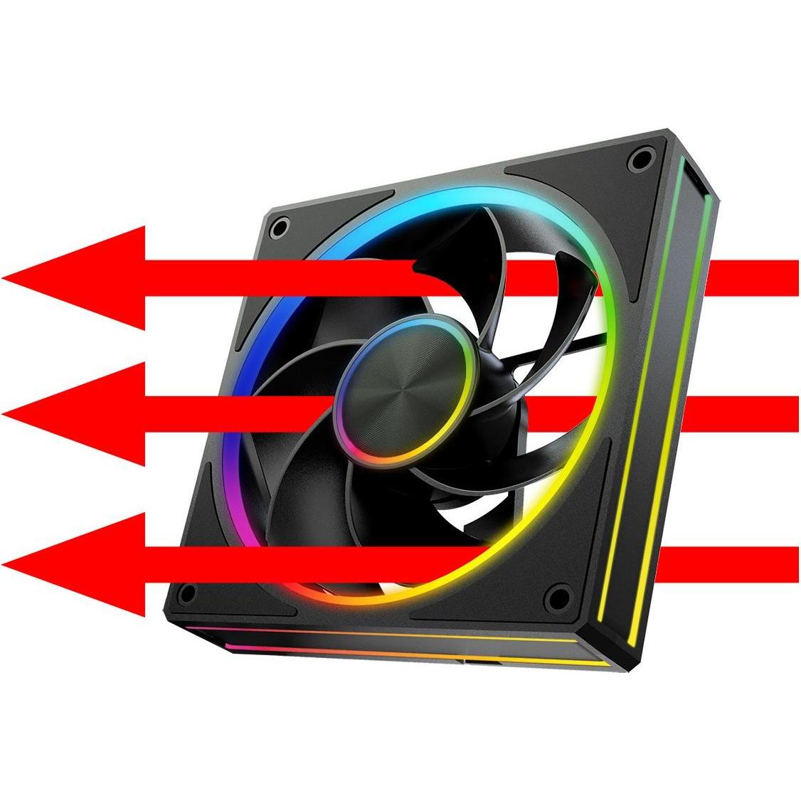 Modecom VOLCANO LOOP 120 ARGB Reverse Fan Schwarz (120 mm), Ventola PC, Nero