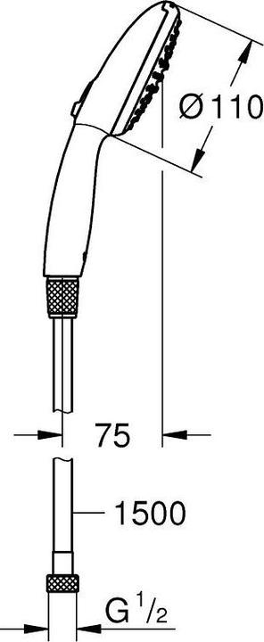 Image du produit Grohe Vitalio Start 110 QuickFix Set de douche à main, sans support, économie d'eau, 1 type de jet, chromé (1 Types de jets, 13.50 l/min)