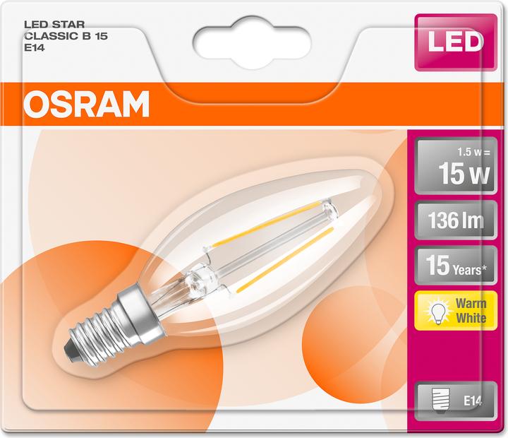 Produktbild Osram Led Retrofit Classic B (E14, 15 W, 136 lm, 1 x, F)