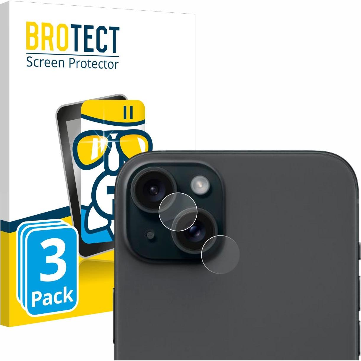 BROTECT AirGlass Panzerglasfolie (3 Stück, Apple iPhone 15 Plus), Smartphone Schutzfolie, Transparent
