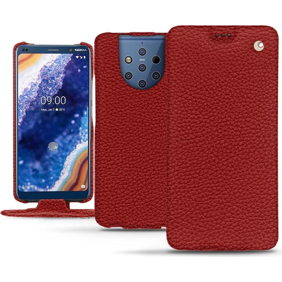 Noreve Lederschutzhülle vertikal (Nokia 9 PureView), Smartphone Hülle, Rot