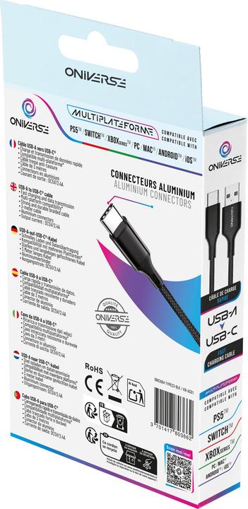 Produktbild Oniverse Usb-A To Usb-C Charge Cable, 3 M - Black (3 m)