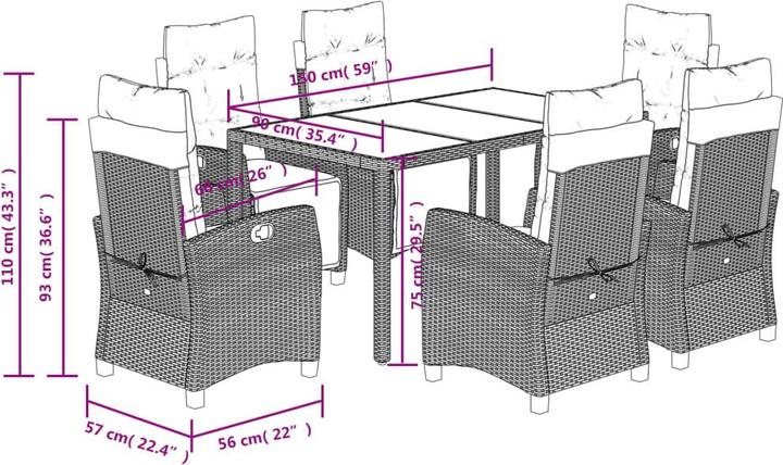 Produktbild vidaXL Garten Essgruppe (150 x 90 x 75 cm)