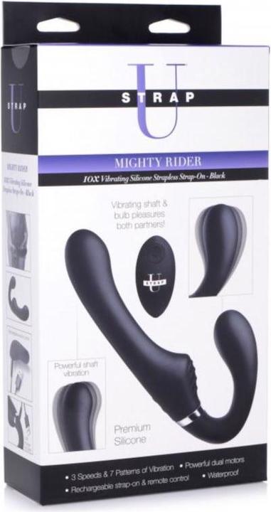 Produktbild XR Brands Mighty Rider Vibrierender halterloser Strapon Schwarz