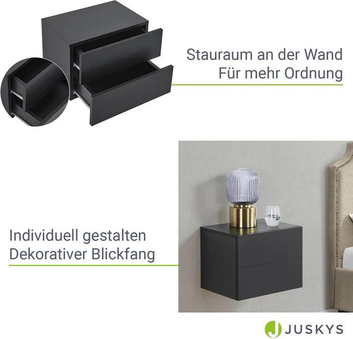 Immagine prodotto Juskys Wandschrank Nachttisch hängend (40 x 29 x 30 cm)