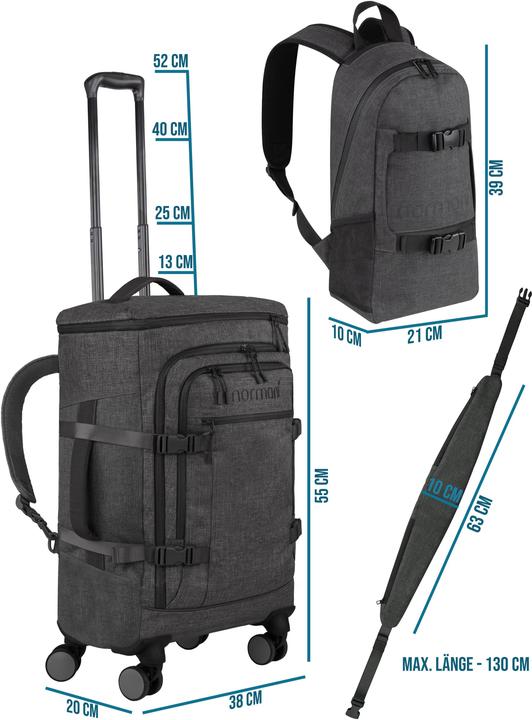 Produktbild Normani Reisetrolley mit kleinem 8L Rucksack und Hüftgurt - 9887 (47 l)