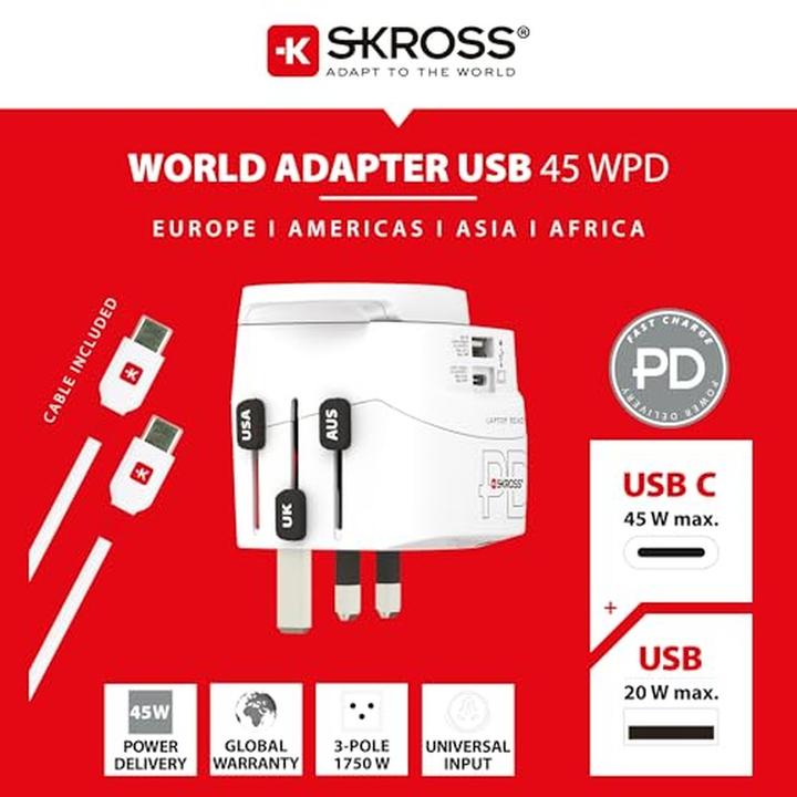 Produktbild Skross PRO Light USB AC45PD World