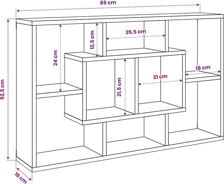 Produktbild vidaXL Wandregal (85 x 16 x 52.50 cm)