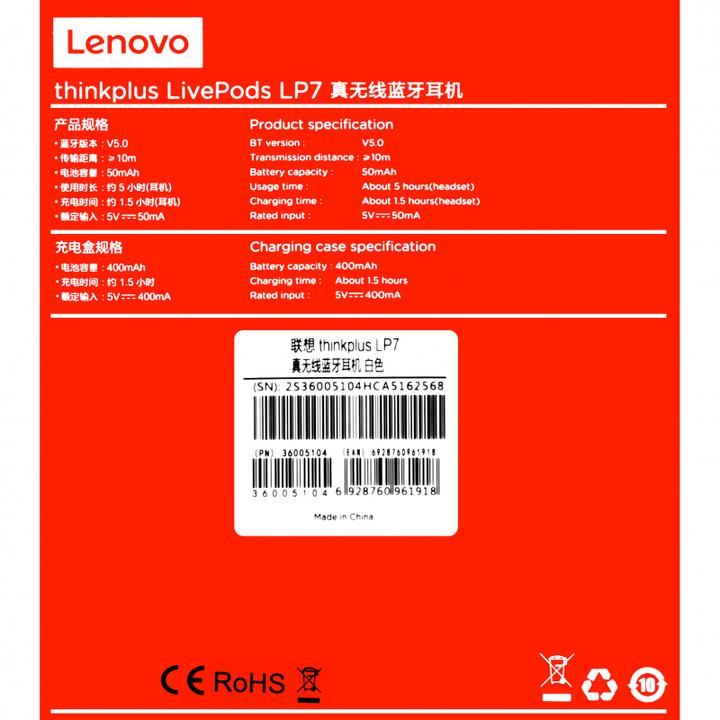 Actual product image Lenovo LivePods LP7, white