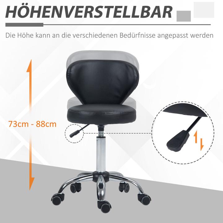 Actual product image Homcom Salonhocker Kunstleder Schwarz (51 - 66 cm)