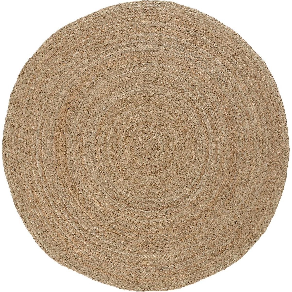 Conceptum Hypnose, Teppich, Dustin 100% JUTE Round Oak Jute Underside Knitting Pattern Handmade Weaving (90 x 90 cm)