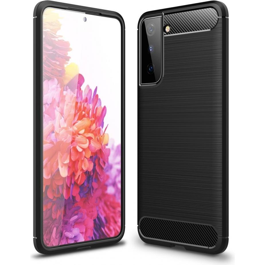 Thumbnail - Screenguard Samsung Galaxy S21 Hülle Carbon Brushed Soft TPU (Samsung Galaxy S21), Smartphone Hülle, Schwarz