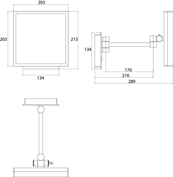 Actual product image Emco LED cosmetic mirror chrome 1 arm 3 compartments