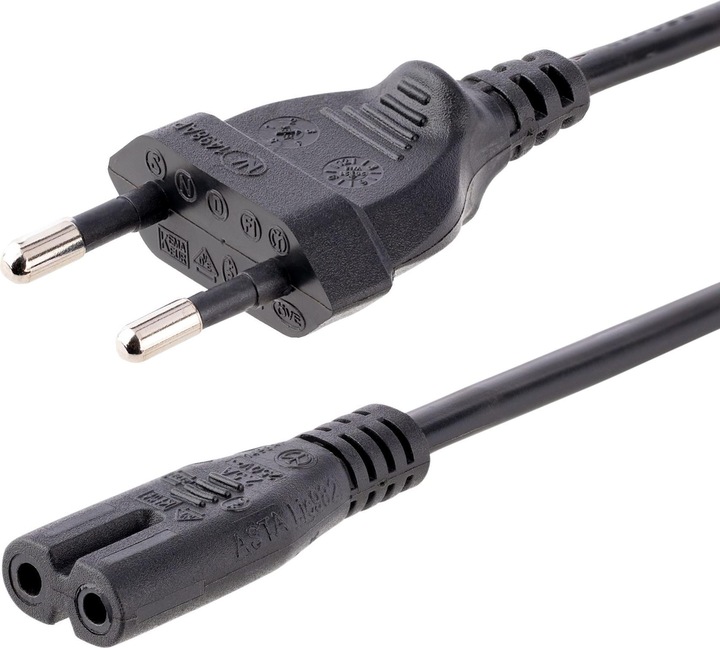Actual product image StarTech com 2m (6ft) Laptop Power Cord, EU Plug to C7, 2.5A 250V, 18AWG, Laptop Replacement Cord, P (2 m)