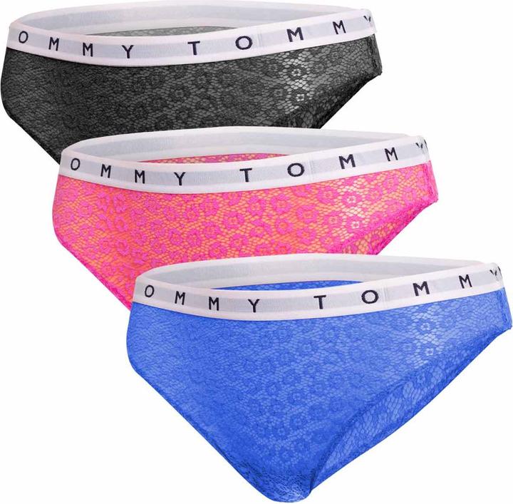 Immagine prodotto Tommy Hilfiger Intimo donna 3P stile bikini in pizzo, rosa Amour/blu scuro/nero, S (S)