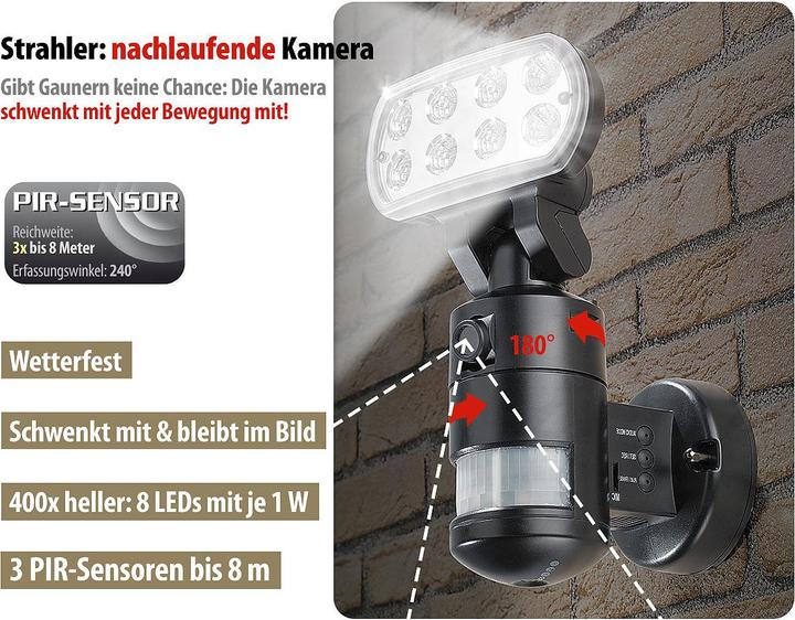 Actual product image VisorTech Surveillance camera with LED flood light and motion detector (640 x 480 pixels)