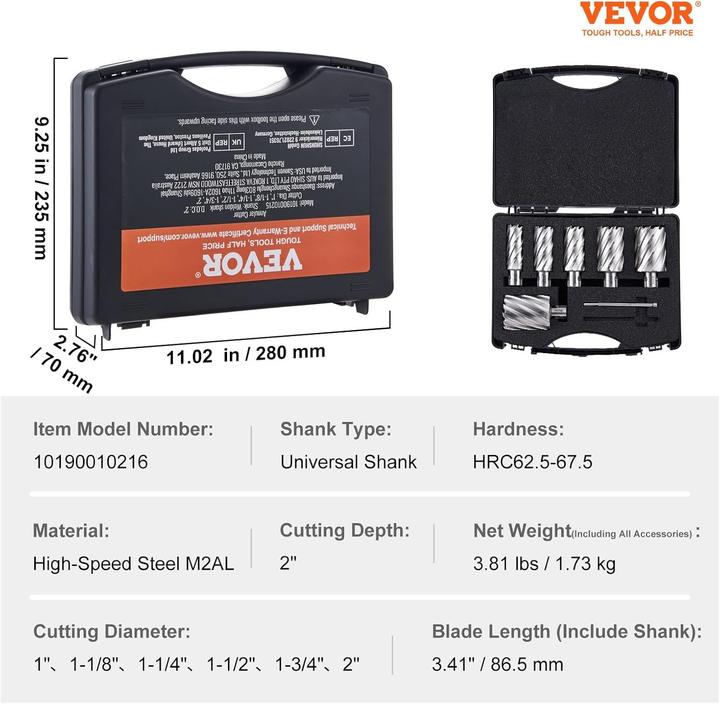 Actual product image Vevor Annular Cutter Set (51 mm)