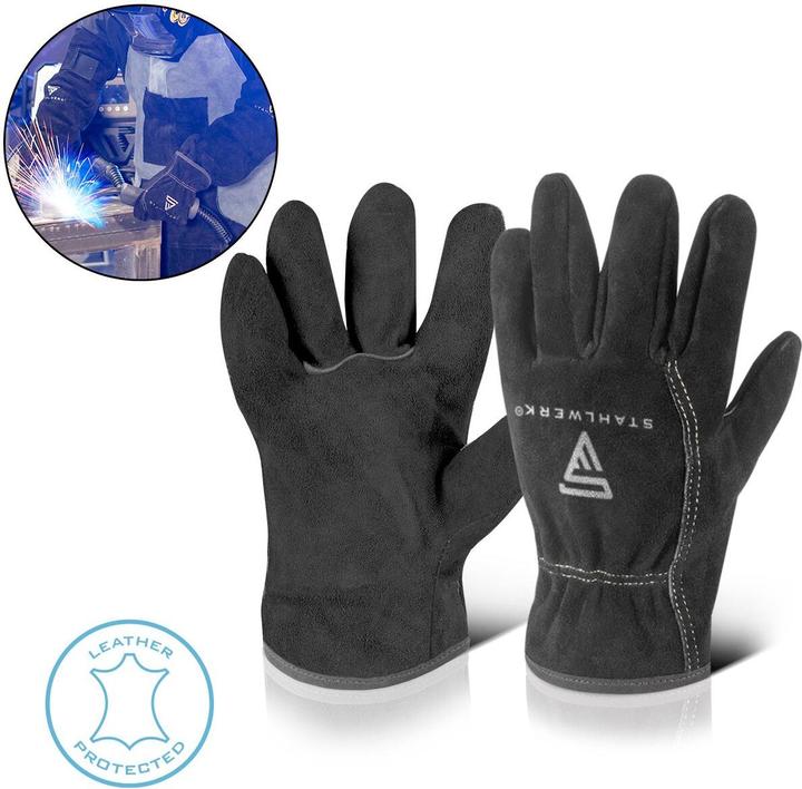 Image du produit Stahlwerk Gants de soudeur résistants à la chaleur en croûte de cuir de haute qualité (XL)