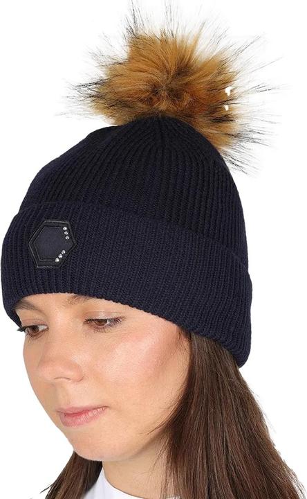 Actual product image Coldstream Womens/Ladies Hawick Crystal Suede Patch Bobble Beanie