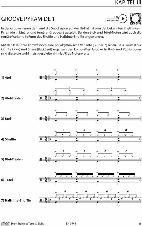 Immagine prodotto Drum Training Tools & Skills (mit Daten-DVD) (Tedesco, Helmut Hage, Patrick Metzger, 2017)