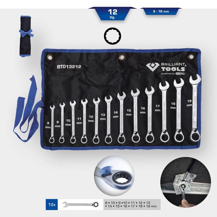 Produktbild Brilliant Tools BT013212 (19 mm, 12 mm, 14 mm, 16 mm, 10  mm, 18 mm, 17 mm, 11 mm, 15 mm, 8 mm, 9 mm, 13 mm)