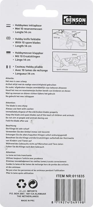 Produktbild Benson Hobby-Messer klappbar (Cutter)