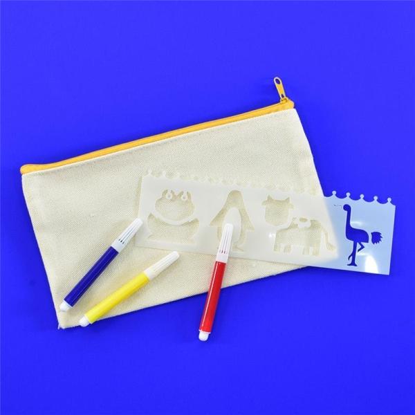 Image du produit Kögler Baumwollmäppchen zum Bemalen, Set mit 15 Mäppchen, 15 Stiften und 5 Schablonen, 20x12x0,5cm
