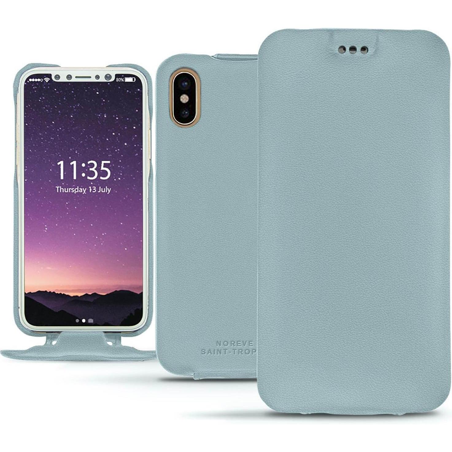 Noreve Lederschutzhülle vertikal (Apple iPhone X), Smartphone Hülle, Blau