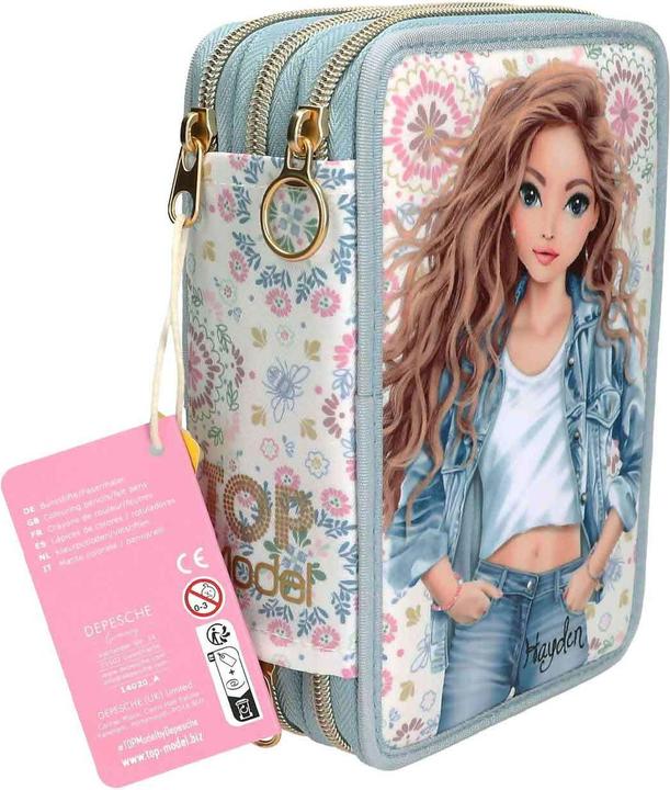 Actual product image Top Model Topmodel - TOPModel Triple Pencil Case - FESTIVAL FUN - Cream, Light Blue